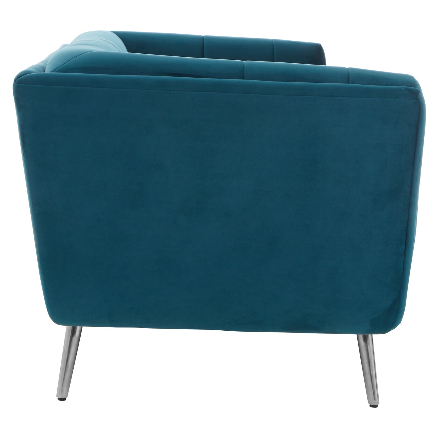 Teal armchair with metal legs on a white background