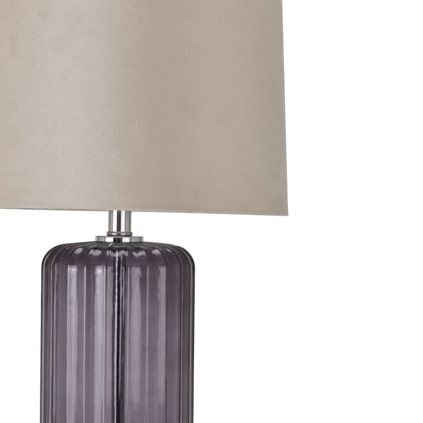 Alberta Metallic Glass Lamp With Velvet Shade - LuxmeLounge