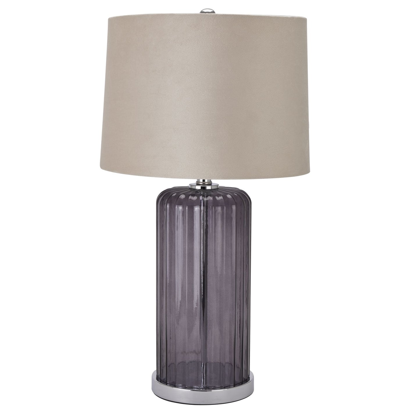 Alberta Metallic Glass Lamp With Velvet Shade - LuxmeLounge