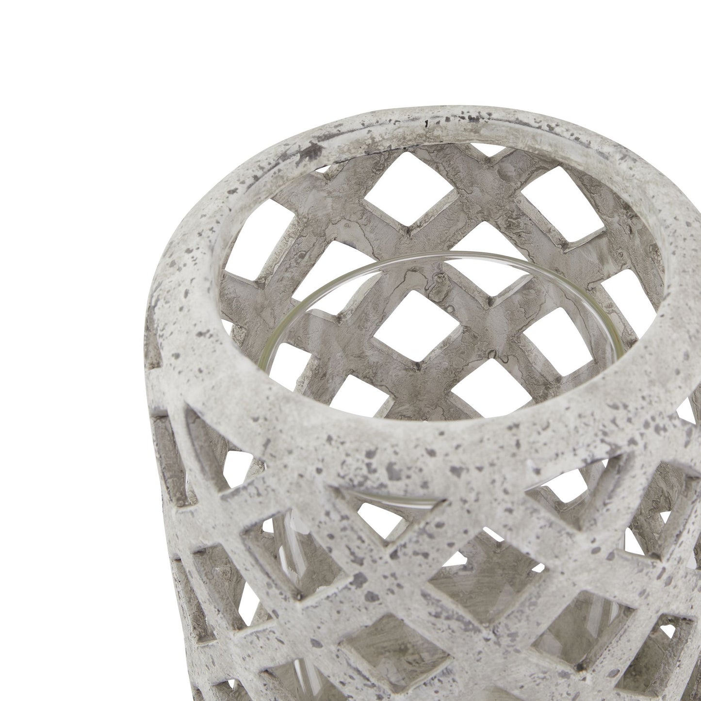 Grey Stone Effect Hurricane Lantern - LuxmeLounge