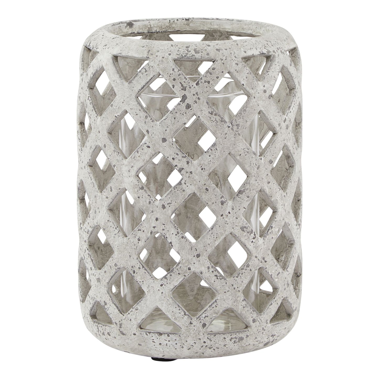 Grey Stone Effect Hurricane Lantern - LuxmeLounge
