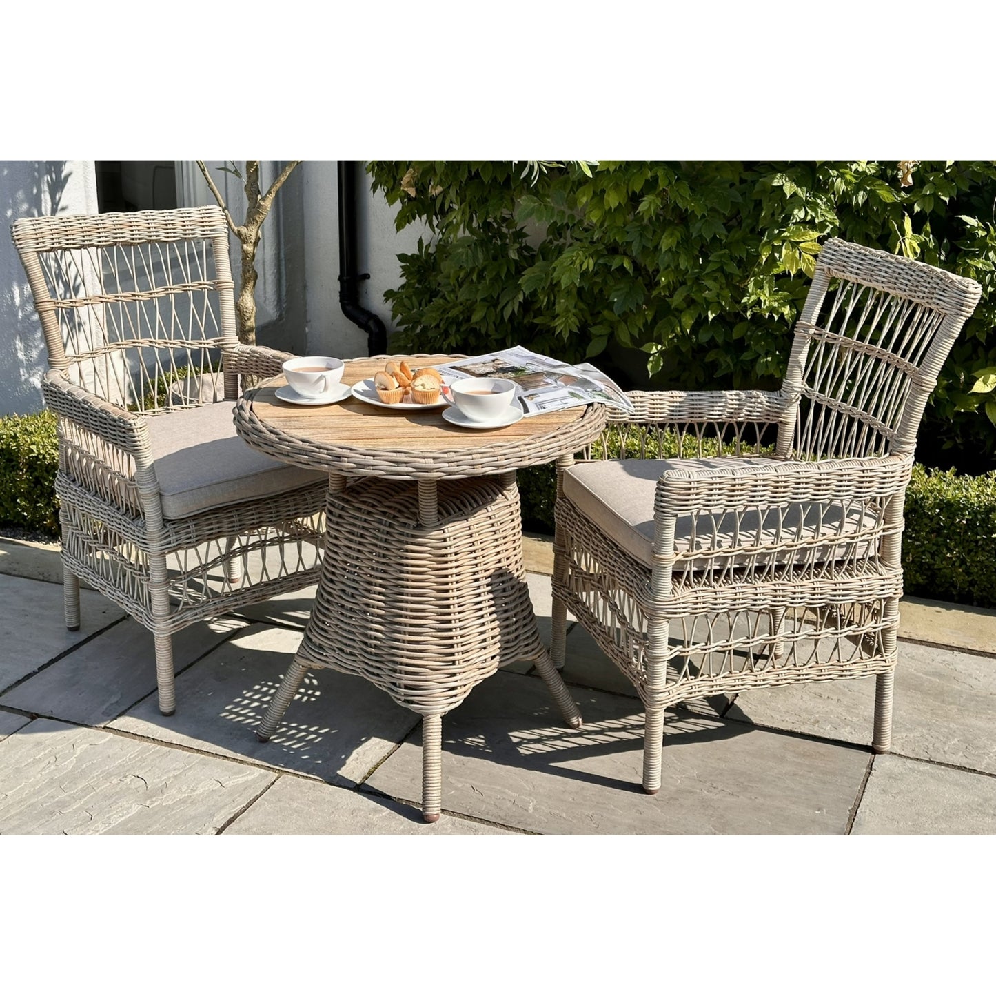 Amalfi Collection Outdoor Bistro Table With Wood Top By Hill Interiors