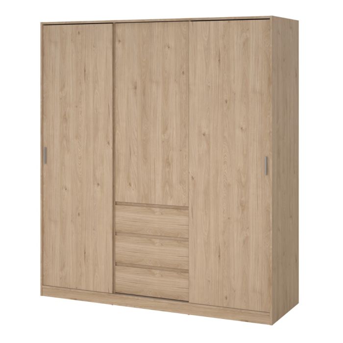 Wooden wardrobe with sliding doors on a white background