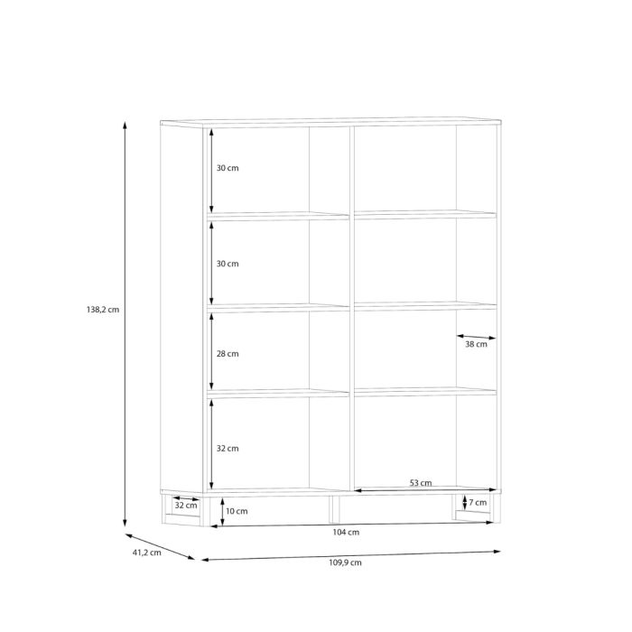 Technical drawing of a rectangular frame with dimensions labeled