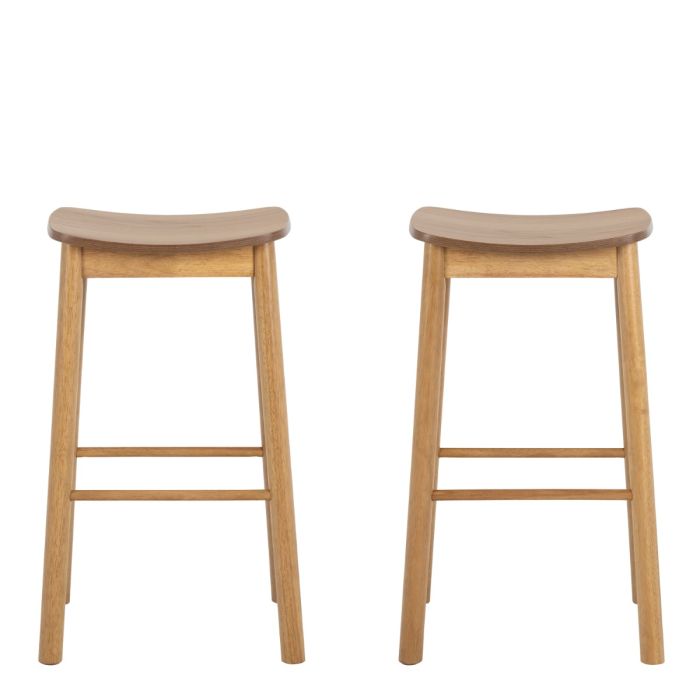 Two wooden bar stools on a white background