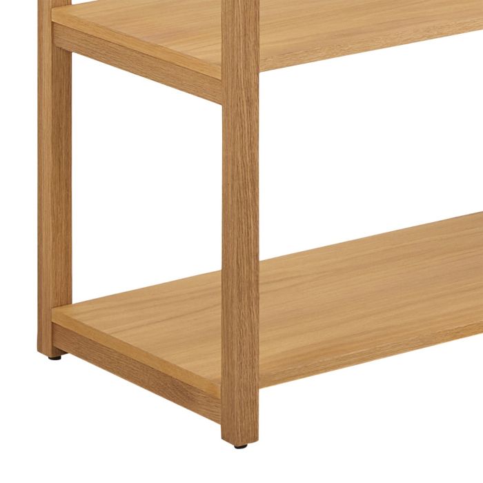 Wooden shelf with two shelves on a white background