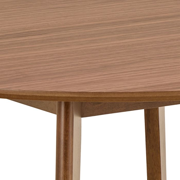 Wooden table with a light brown finish on a white background
