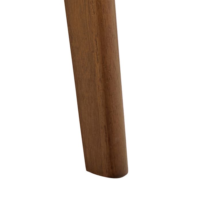 Close-up of a wooden leg on a white background