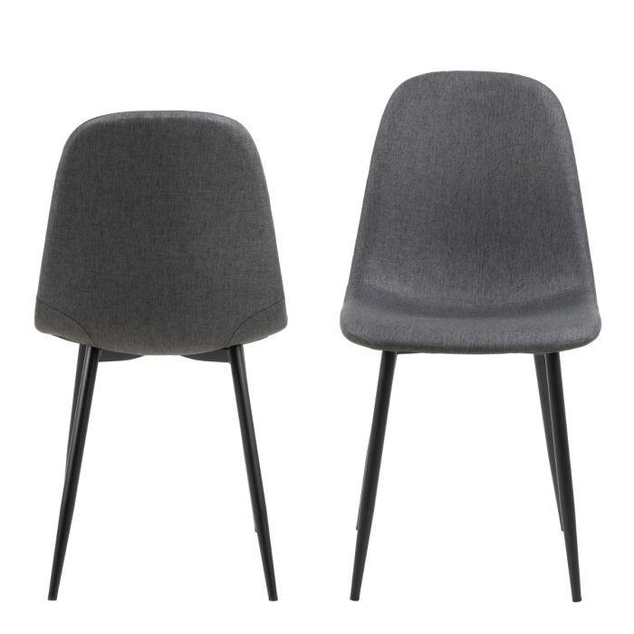 Two gray chairs with black legs on a white background