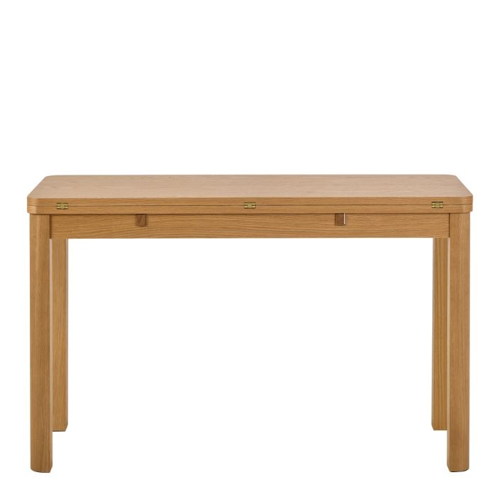 Wooden dining table on a white background
