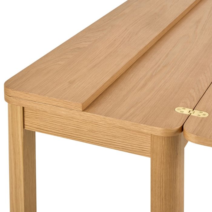 Wooden table with a hinge on a white background