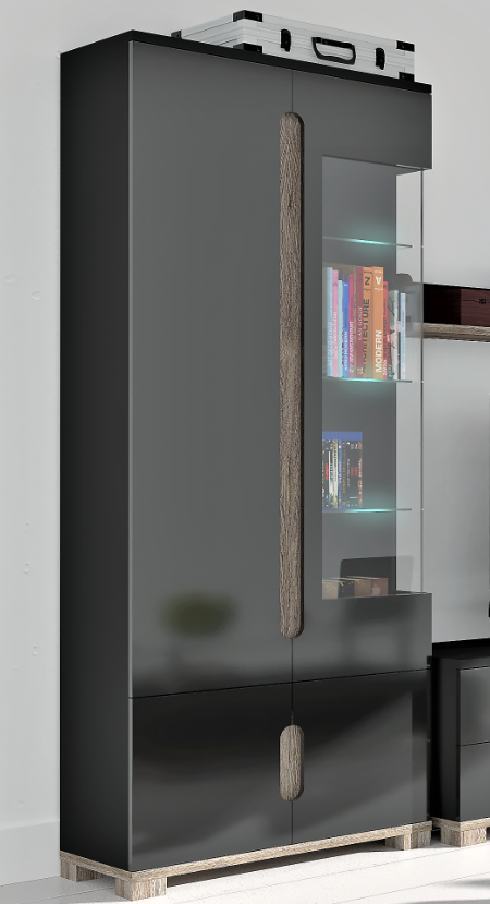Vento High Gloss Display Cabinet with Glass Door & LED Lighting