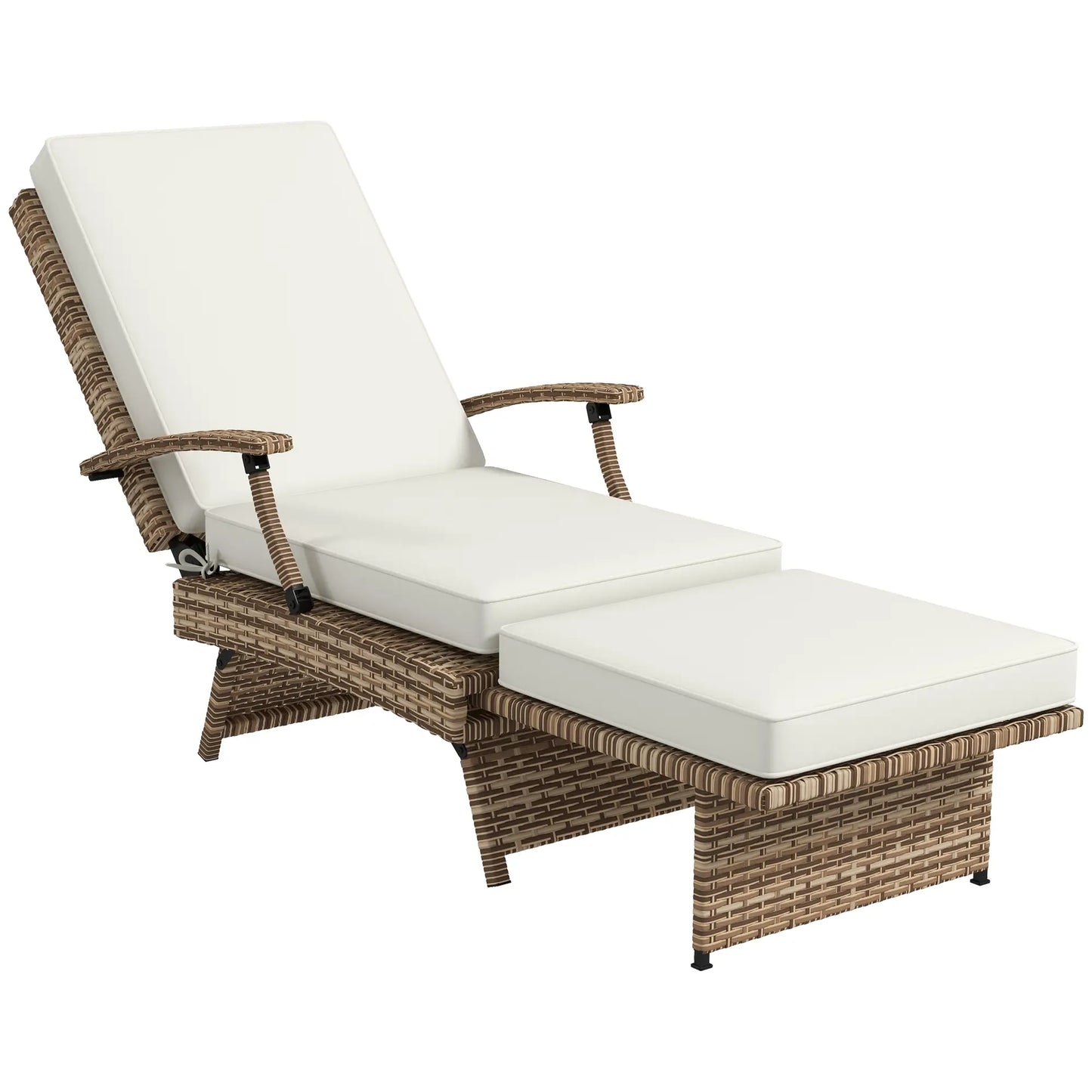 Outsunny 80° Reclining Rattan Lounger