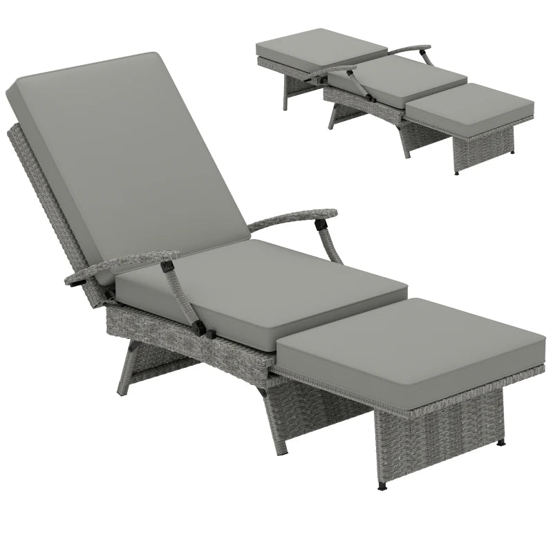Outsunny 80° Reclining Rattan Lounger