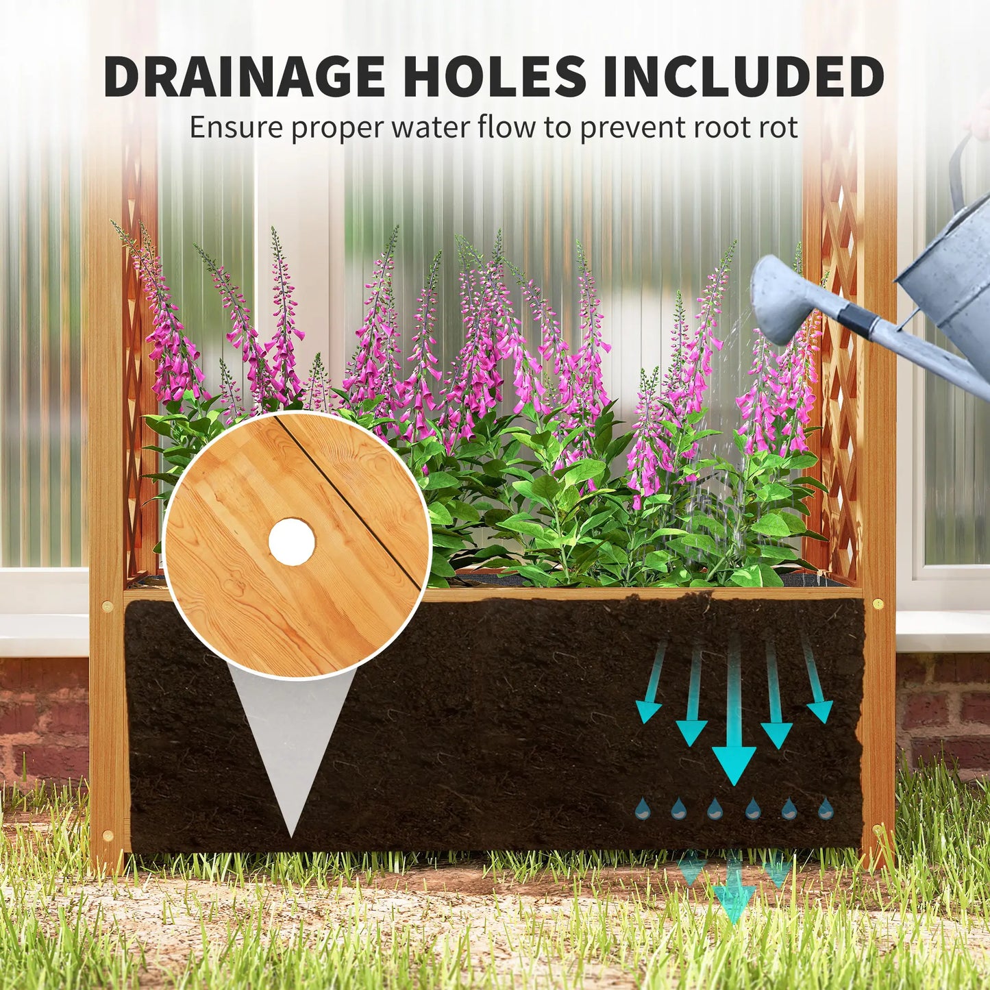 Outsunny Wooden Raised Garden Bed with Trellis
