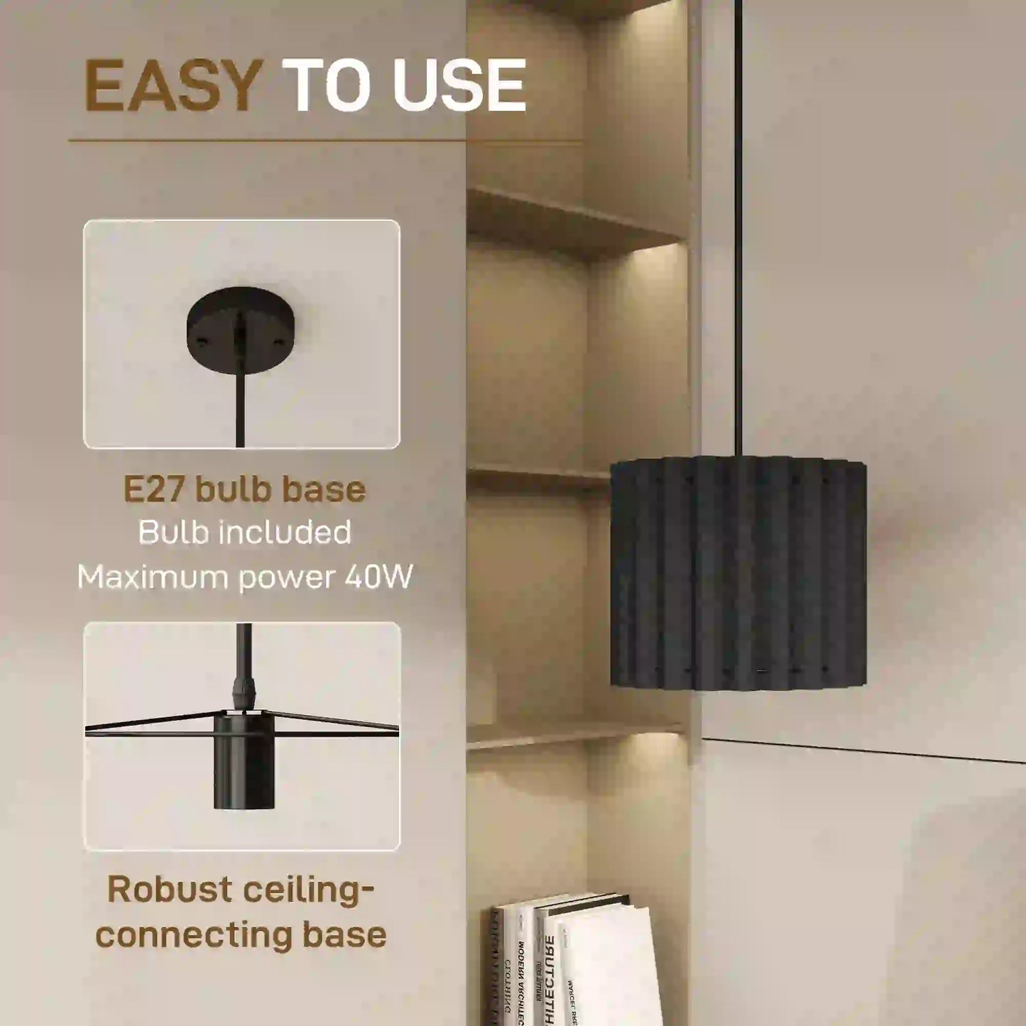 HOMCOM Linen Pendant Light
