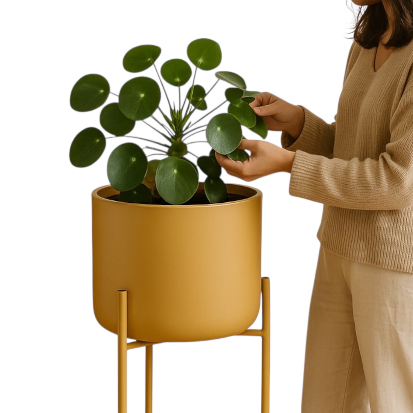 Avento Large Gold Finish Floor Planter
