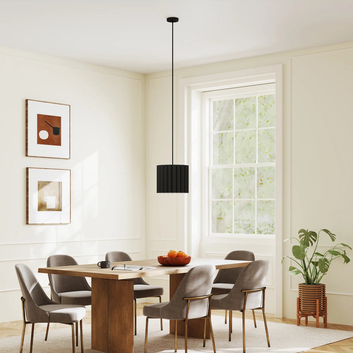 HOMCOM Linen Pendant Light