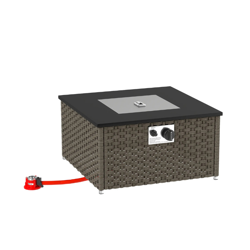 Outsunny Rattan Gas Fire Pit Table for Garden