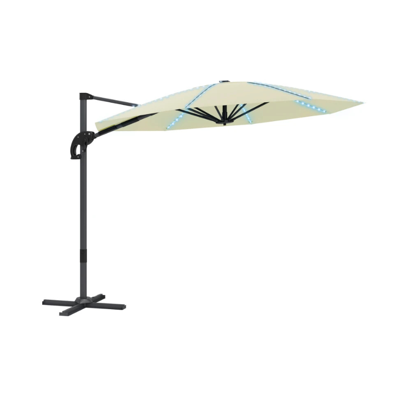 Outsunny 3(m) Cantilever Garden Parasol with Solar Powered Lights