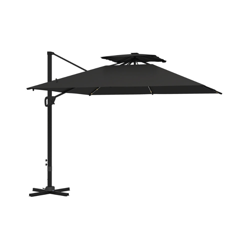 Outsunny 3.5x3 m Garden Cantilever Parasol with Solar LED Lights and Centre Light