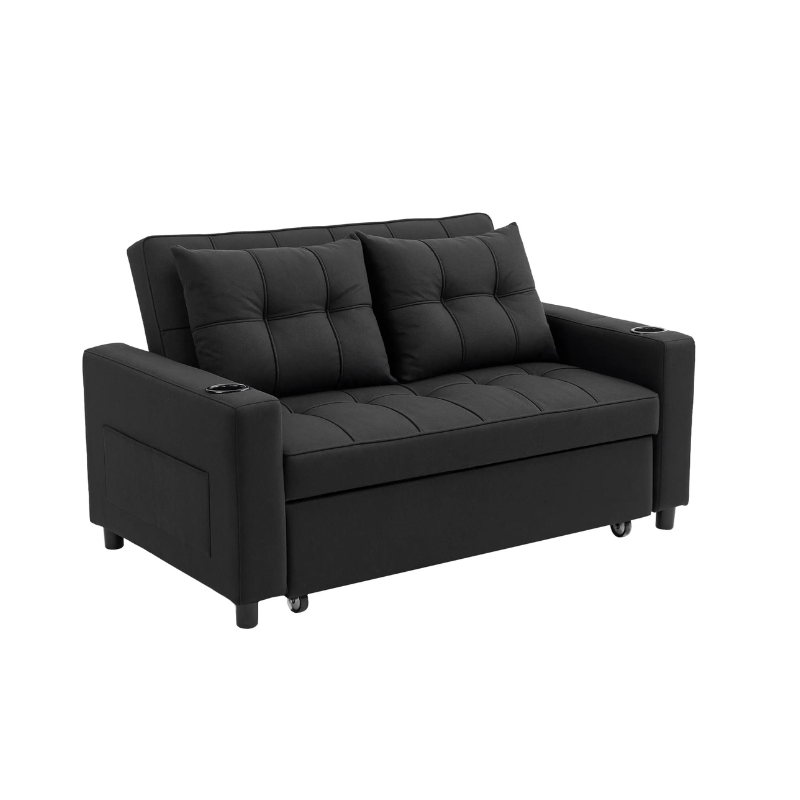 Black sofa bed on a white background