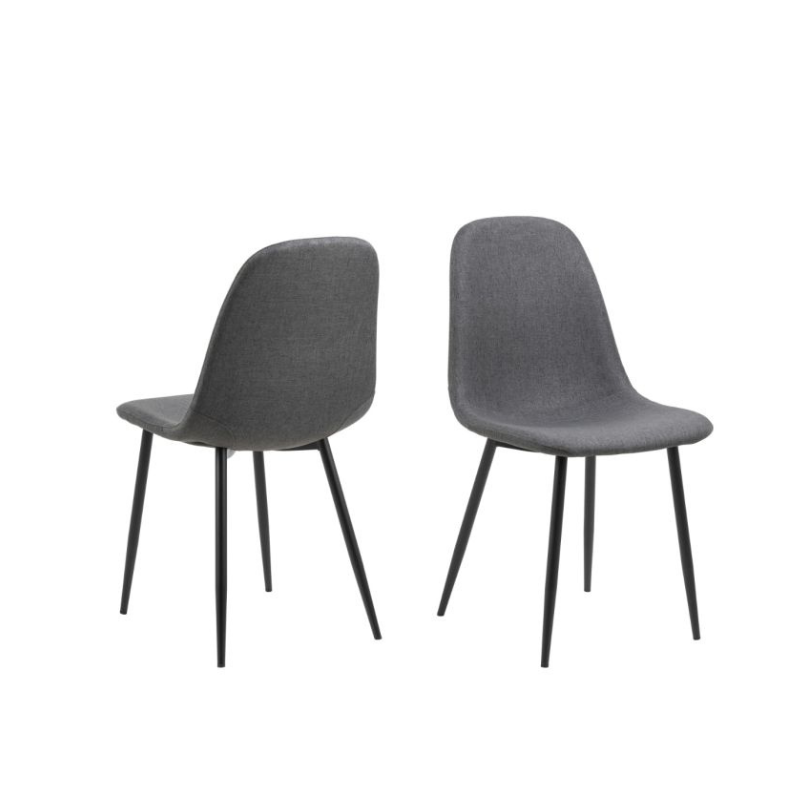 Two gray chairs with black legs on a white background