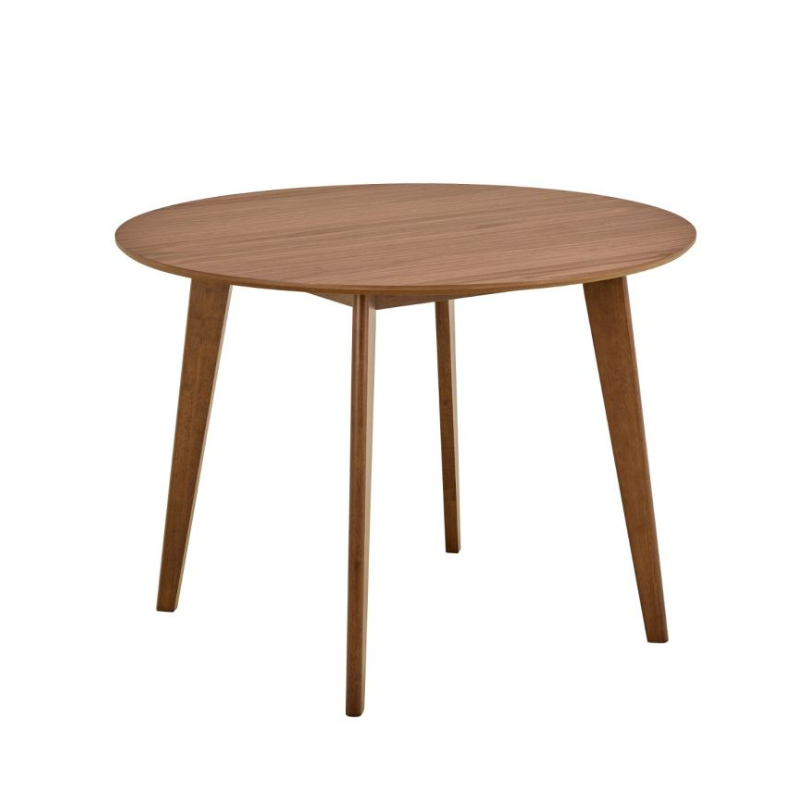 Wooden round table on a white background
