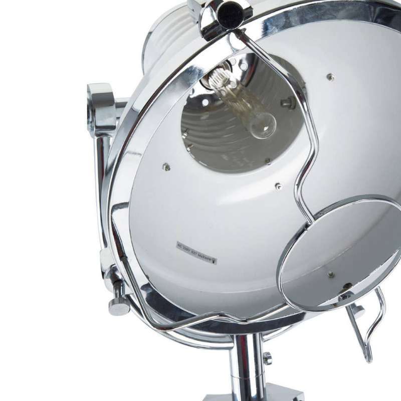 Chrome studio light with a white shade on a white background