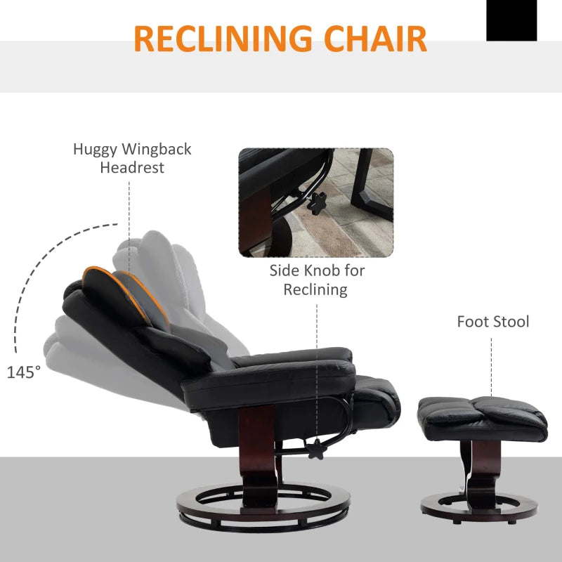 Reclining chair with features highlighted on a white background