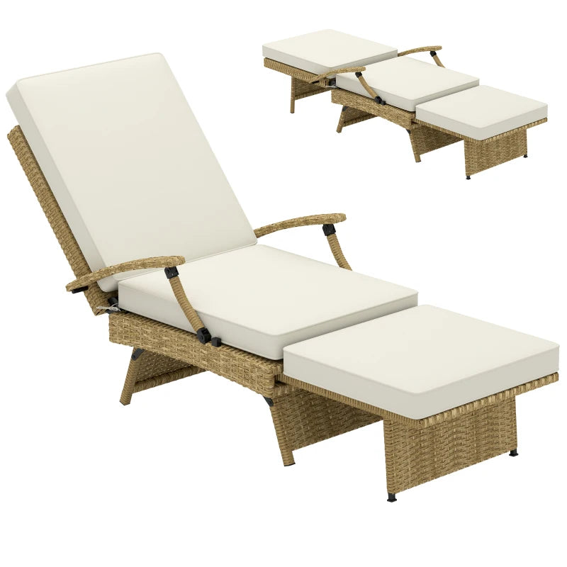 Outsunny 80° Reclining Rattan Lounger