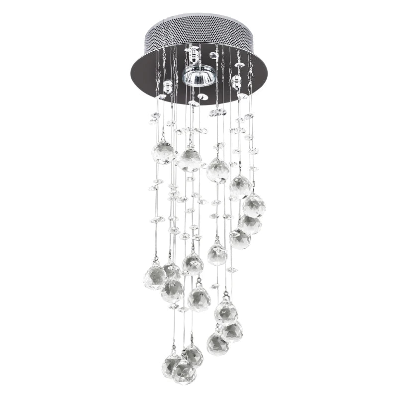 HOMCOM Modern Crystal Chandelier Ceiling Light Pendant Lamp Chrome Finish Glass Droplets New