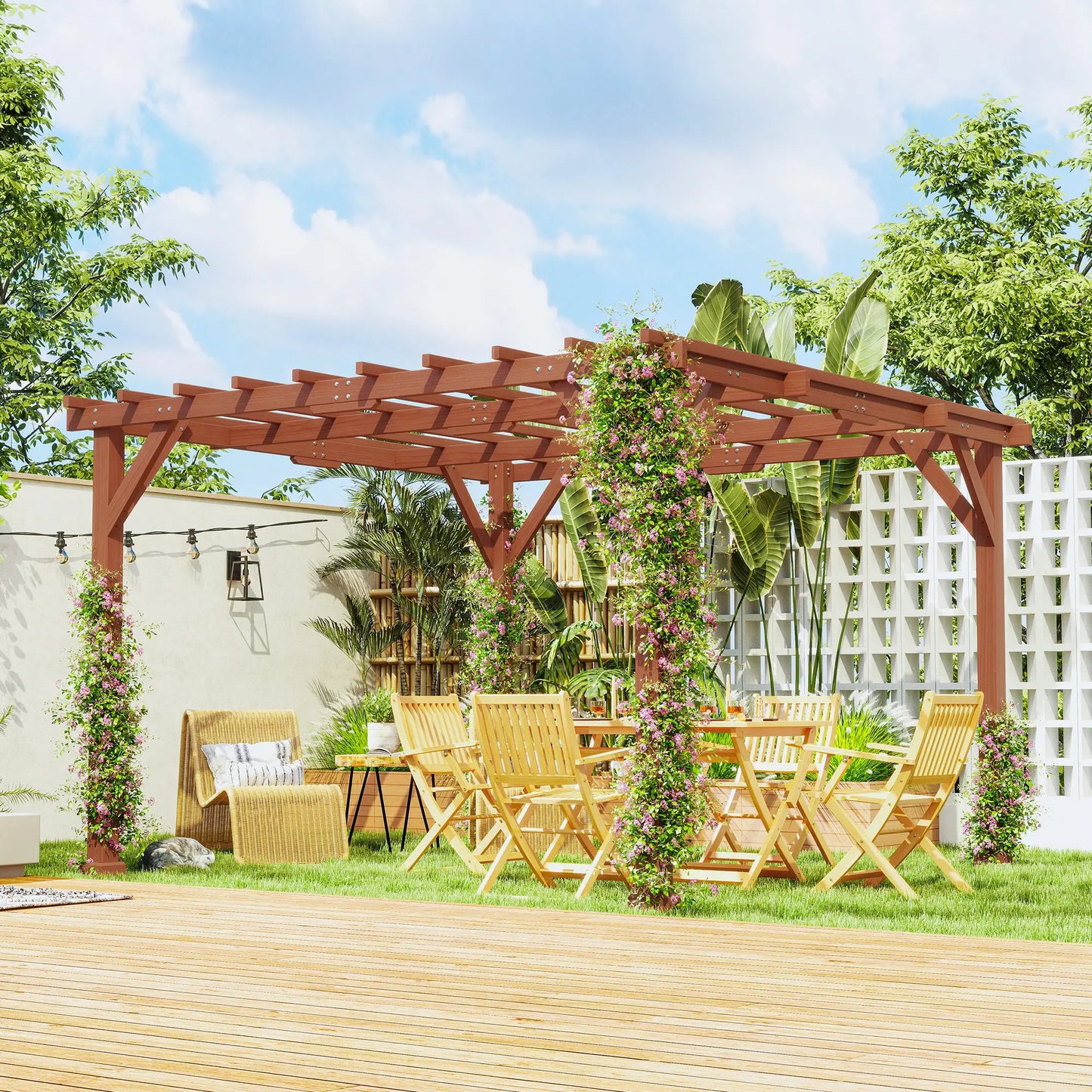 Outsunny 3.3 x 3.3 m Wooden Pergola Kit