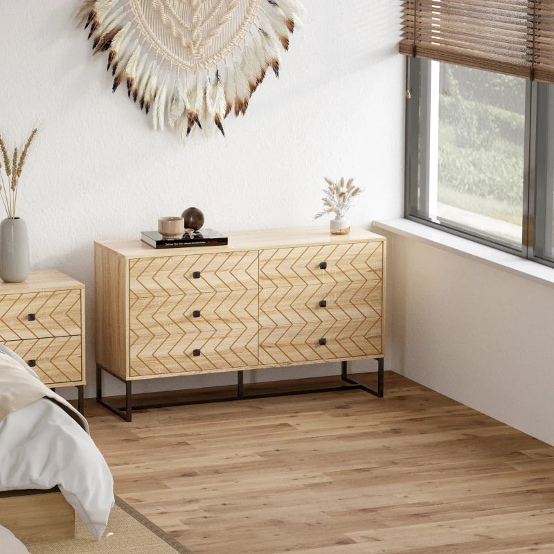 HOMCOM Bedroom Chest of Drawers, 6 Drawer Dresser