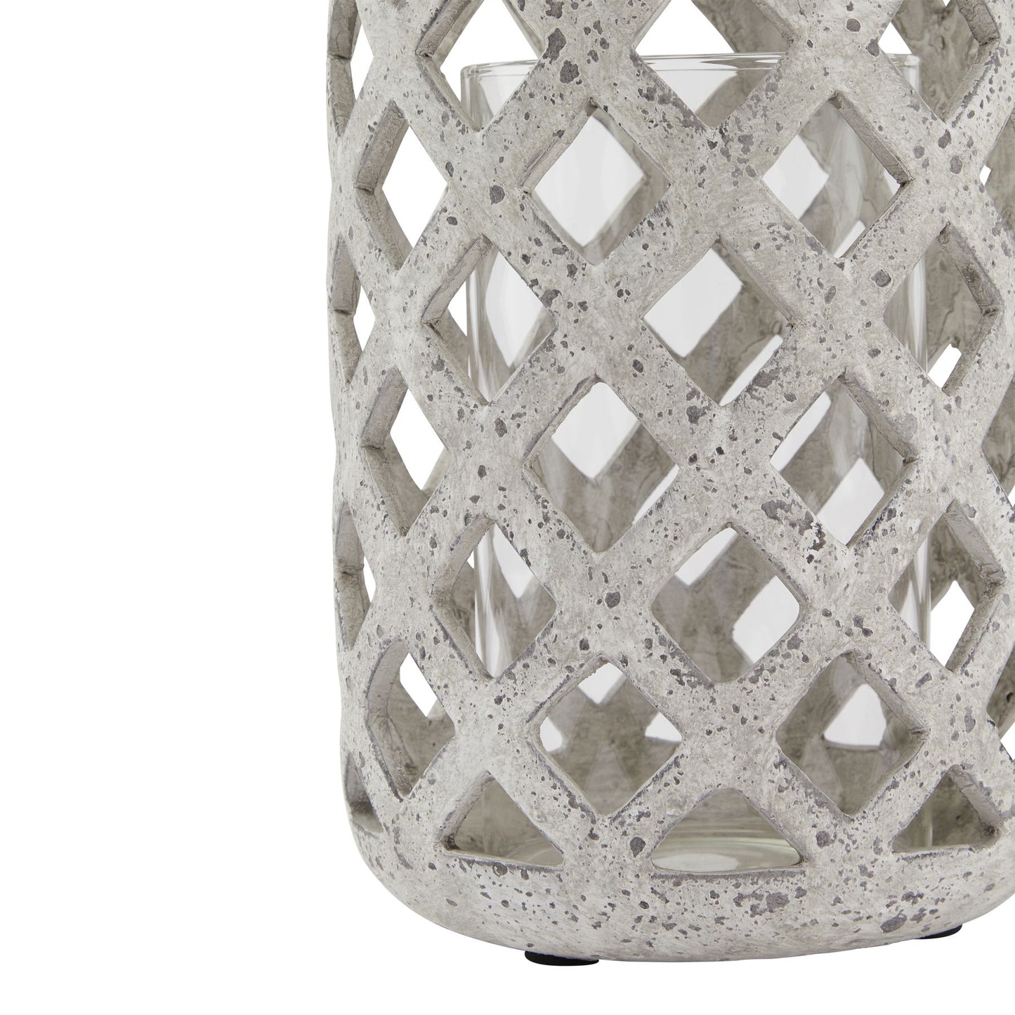 Grey Stone Effect Hurricane Lantern - LuxmeLounge