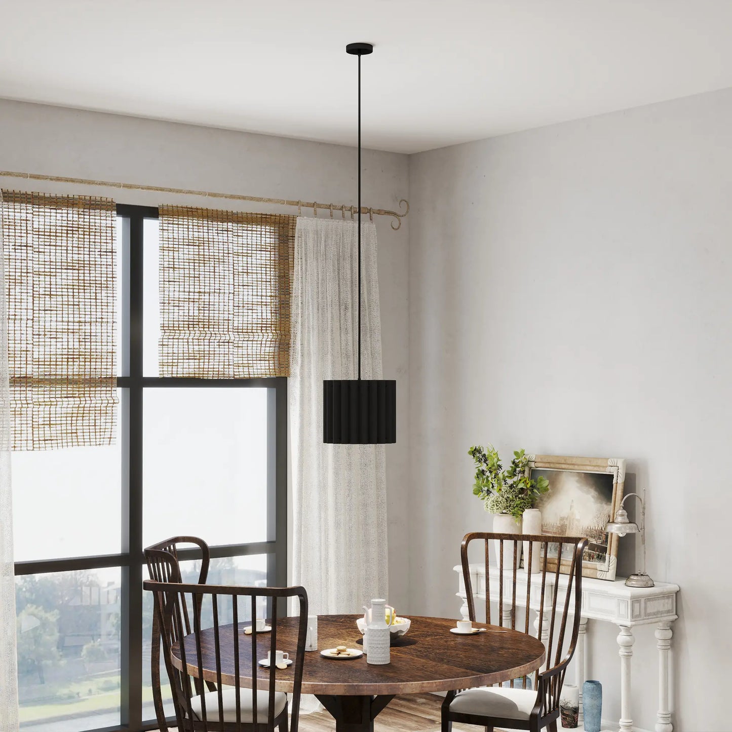 HOMCOM Linen Pendant Light
