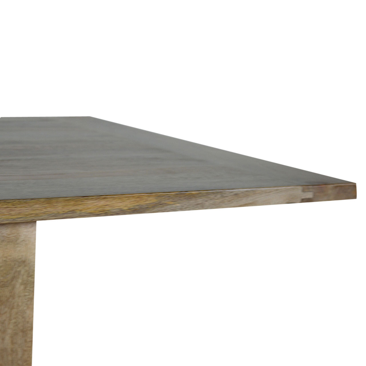 Wooden table with a concrete top on a white background