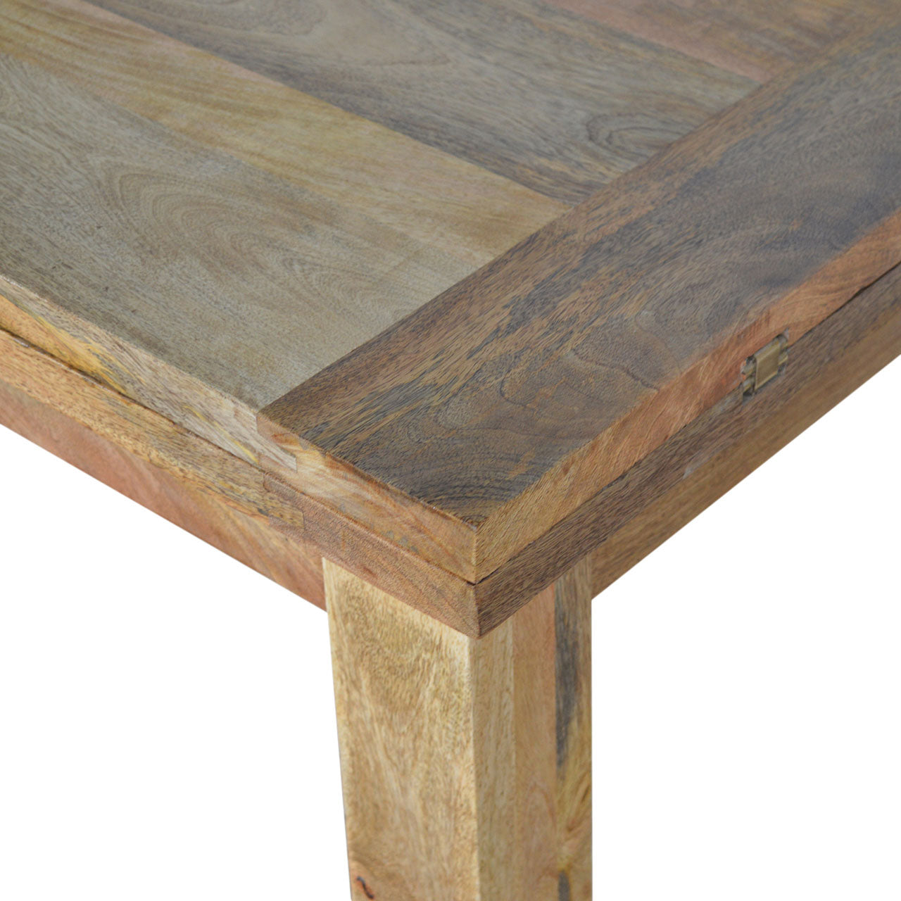Close-up of a wooden table with a rustic finish on a white background
