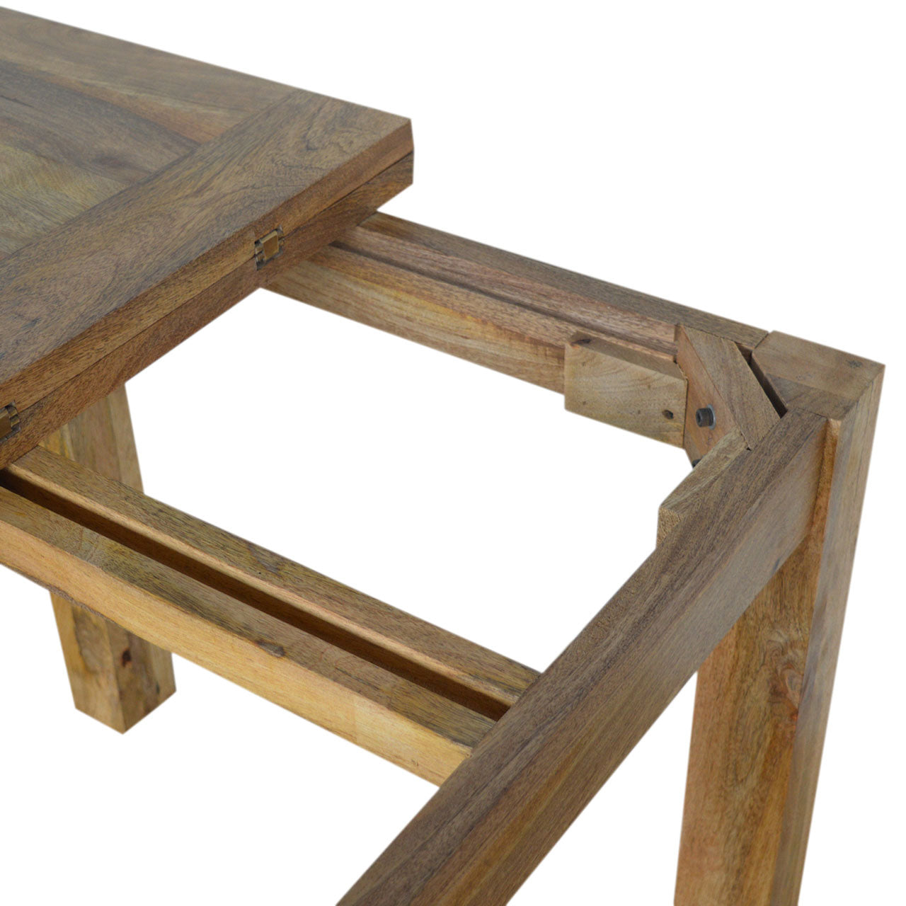 Wooden table with a visible joint on a white background