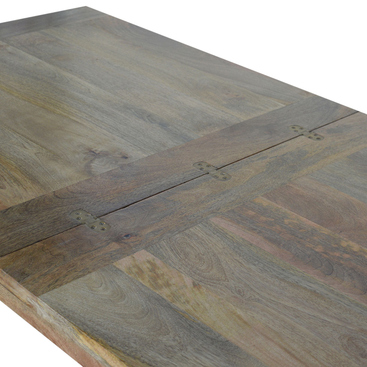 Wooden table with a herringbone pattern on a white background