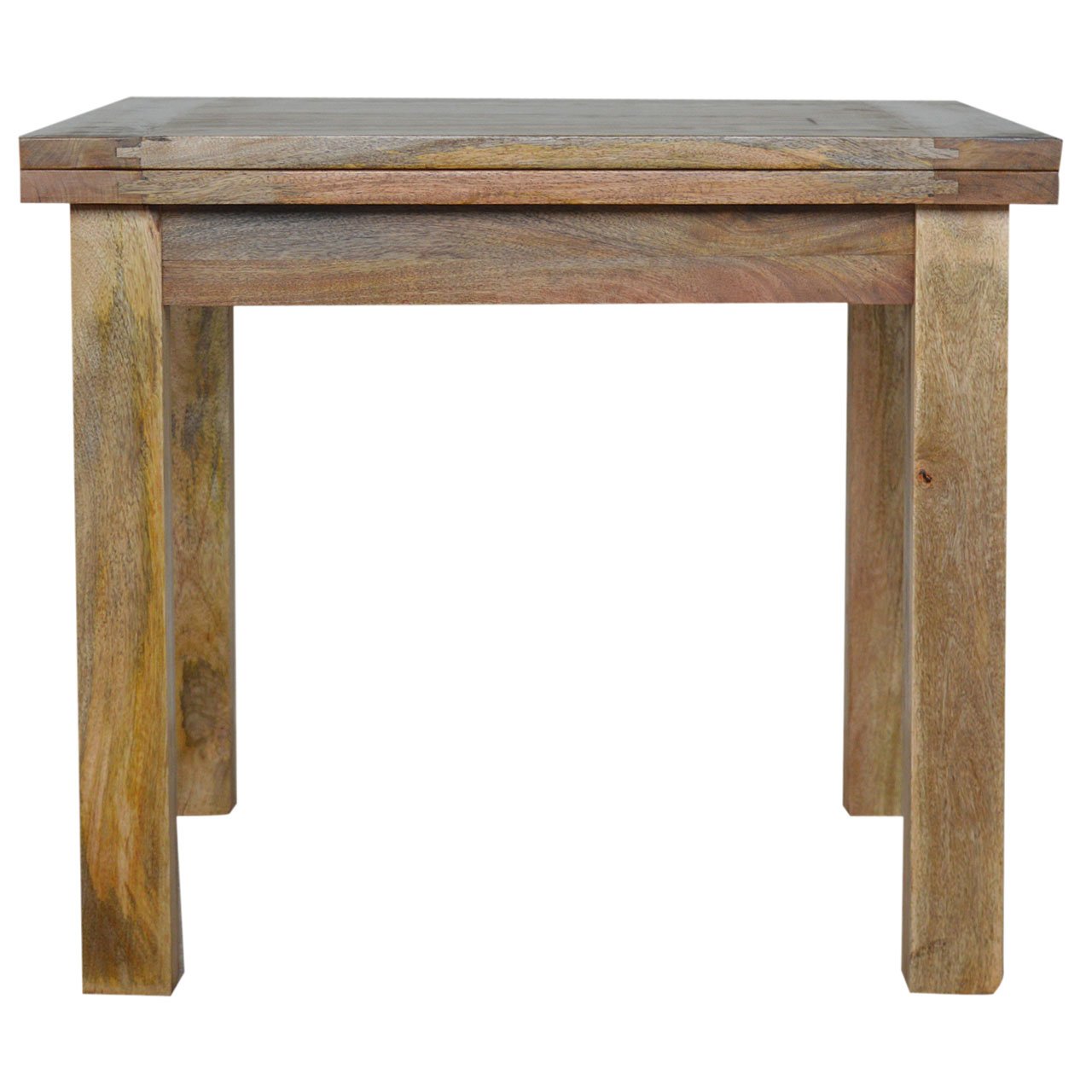 Wooden table with a rustic finish on a white background