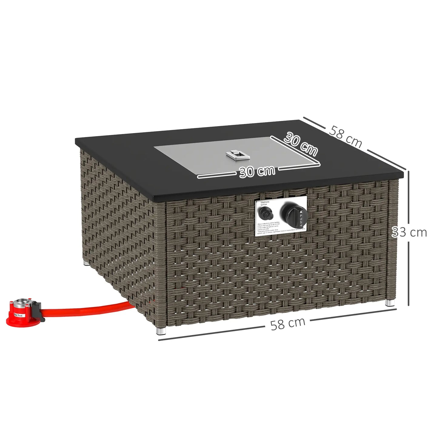 Outsunny Rattan Gas Fire Pit Table for Garden