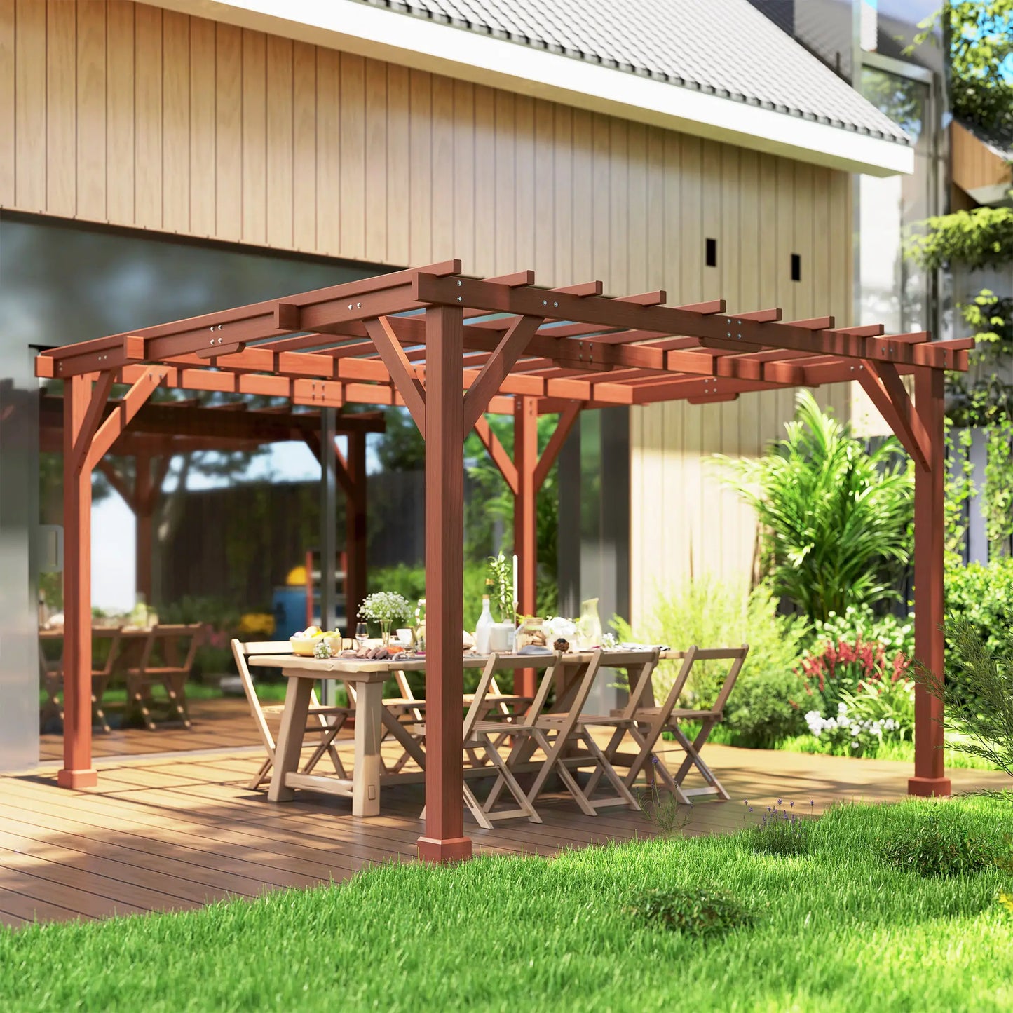 Outsunny 3.3 x 3.3 m Wooden Pergola Kit