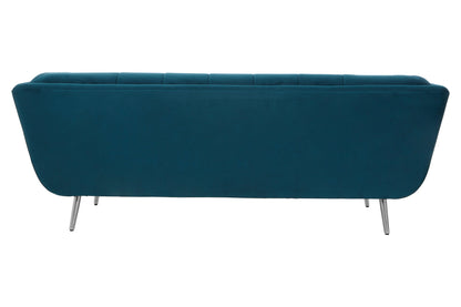 Blue sofa with silver legs on a white background