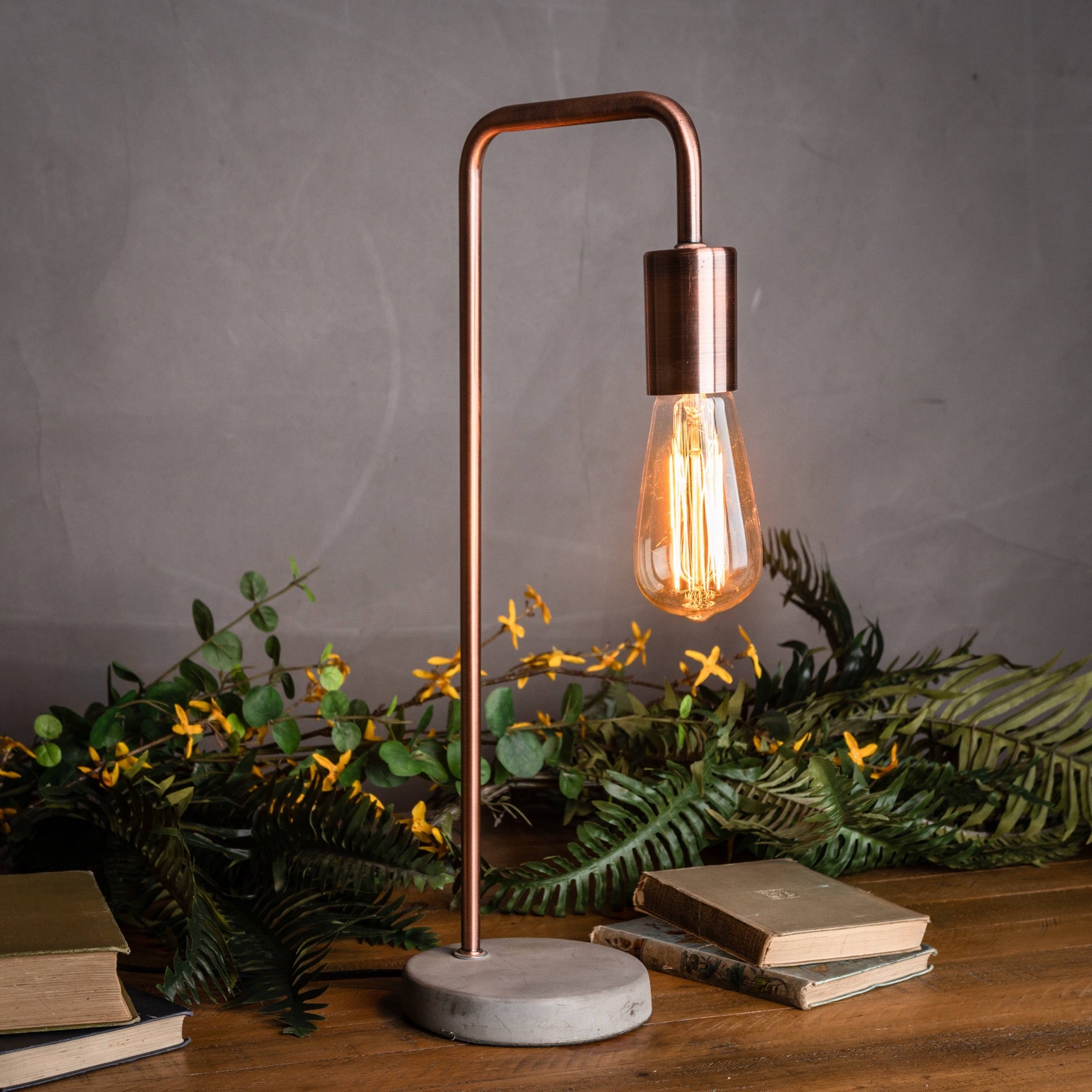 Copper Industrial Lamp With Stone Base - LuxmeLounge