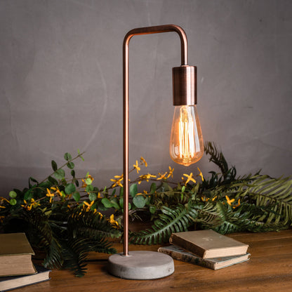 Copper Industrial Lamp With Stone Base - LuxmeLounge