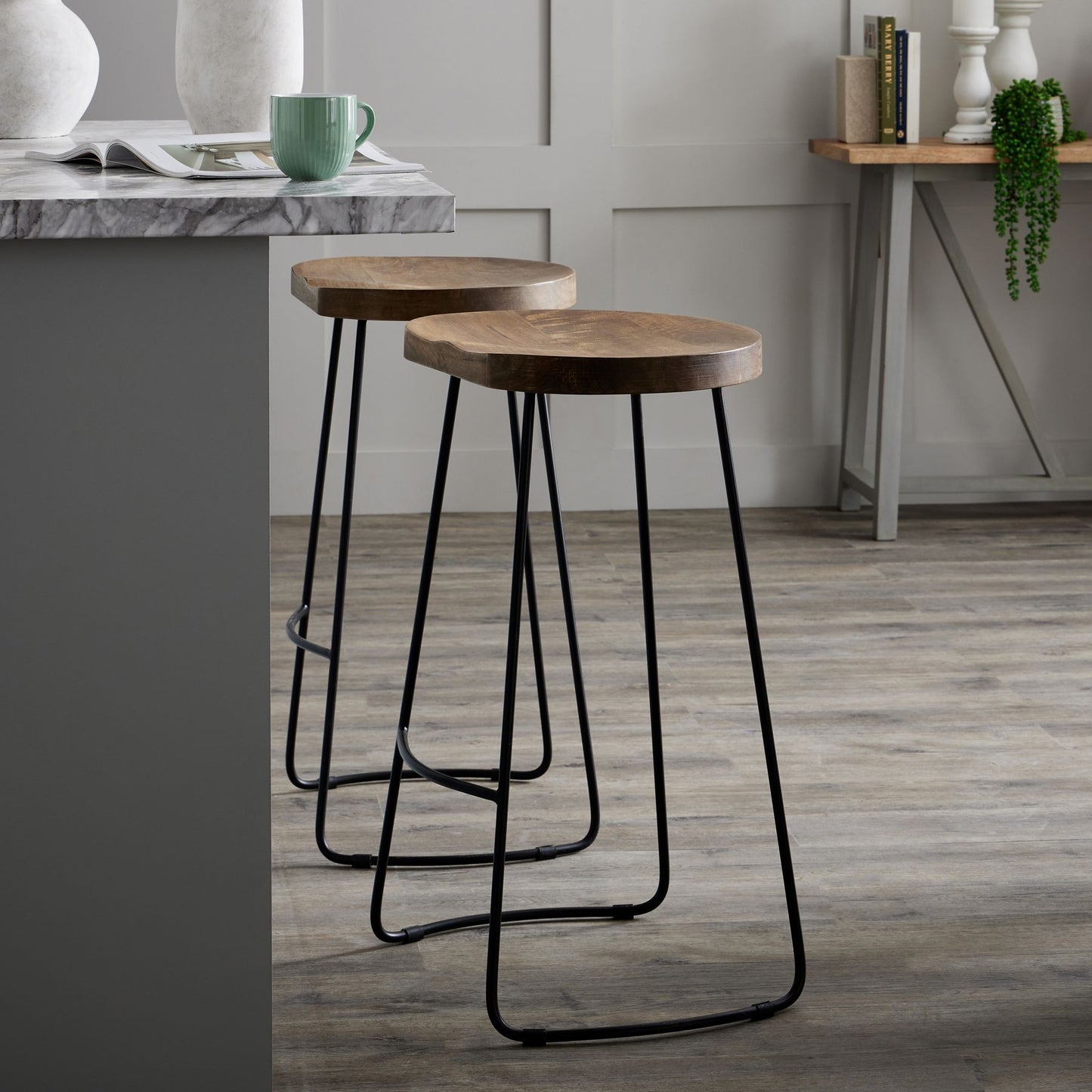 Franklin Hardwood Shaped Bar Stool - LuxmeLounge