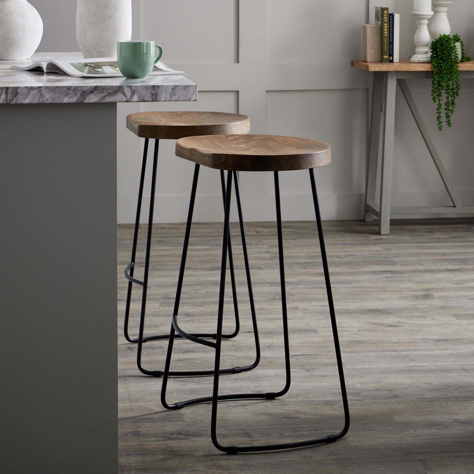 Franklin Hardwood Shaped Bar Stool - LuxmeLounge