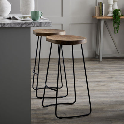 Franklin Hardwood Shaped Bar Stool - LuxmeLounge