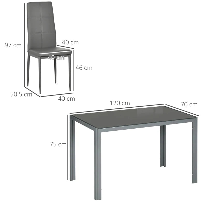 Dining table and chair with dimensions labeled on a white background